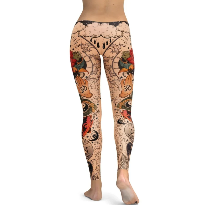 Tattooed Lotus Leggings - Image 4