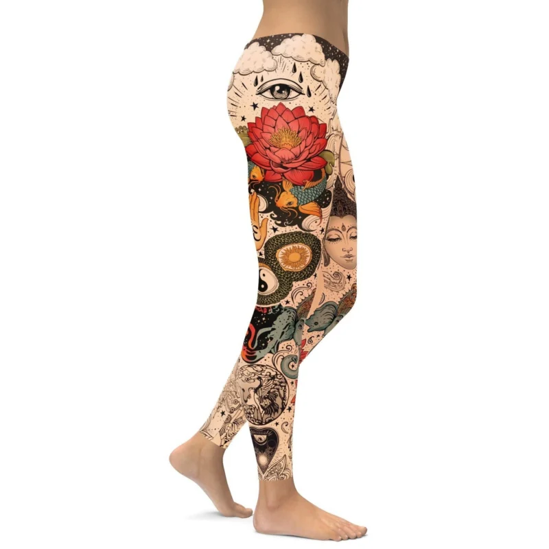 Tattooed Lotus Leggings - Image 3